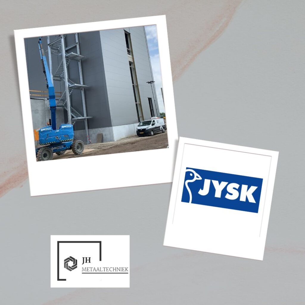 Stalen constructie monteren bij Jysk
